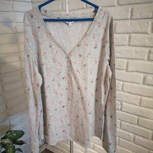 Reitmans Ladies V-neck 1/4 Button Closure Sleep Shirt